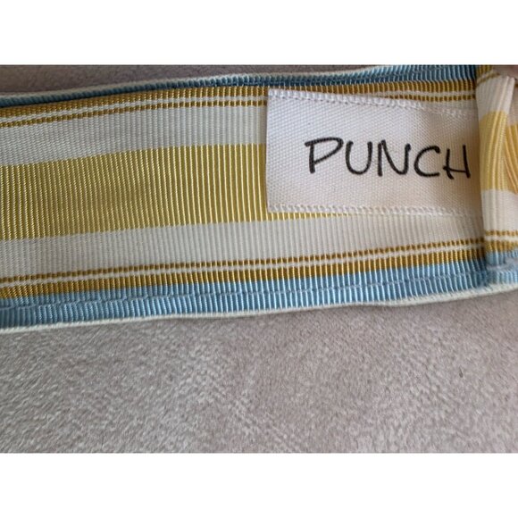 Punch Striped Fabric D-Ring Belt In Blue & Yellow - Picture 4 of 8